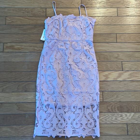 NWT Bardot Light Pink Lace Sheath Dress Size 8 - Picture 3 of 9